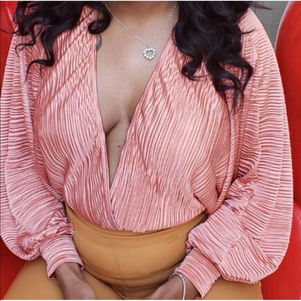 Fashion Nova Rose Gold Bodysuit Blouse
